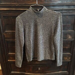 Michael Kors Metallic Lurex Mock Neck Top size Small